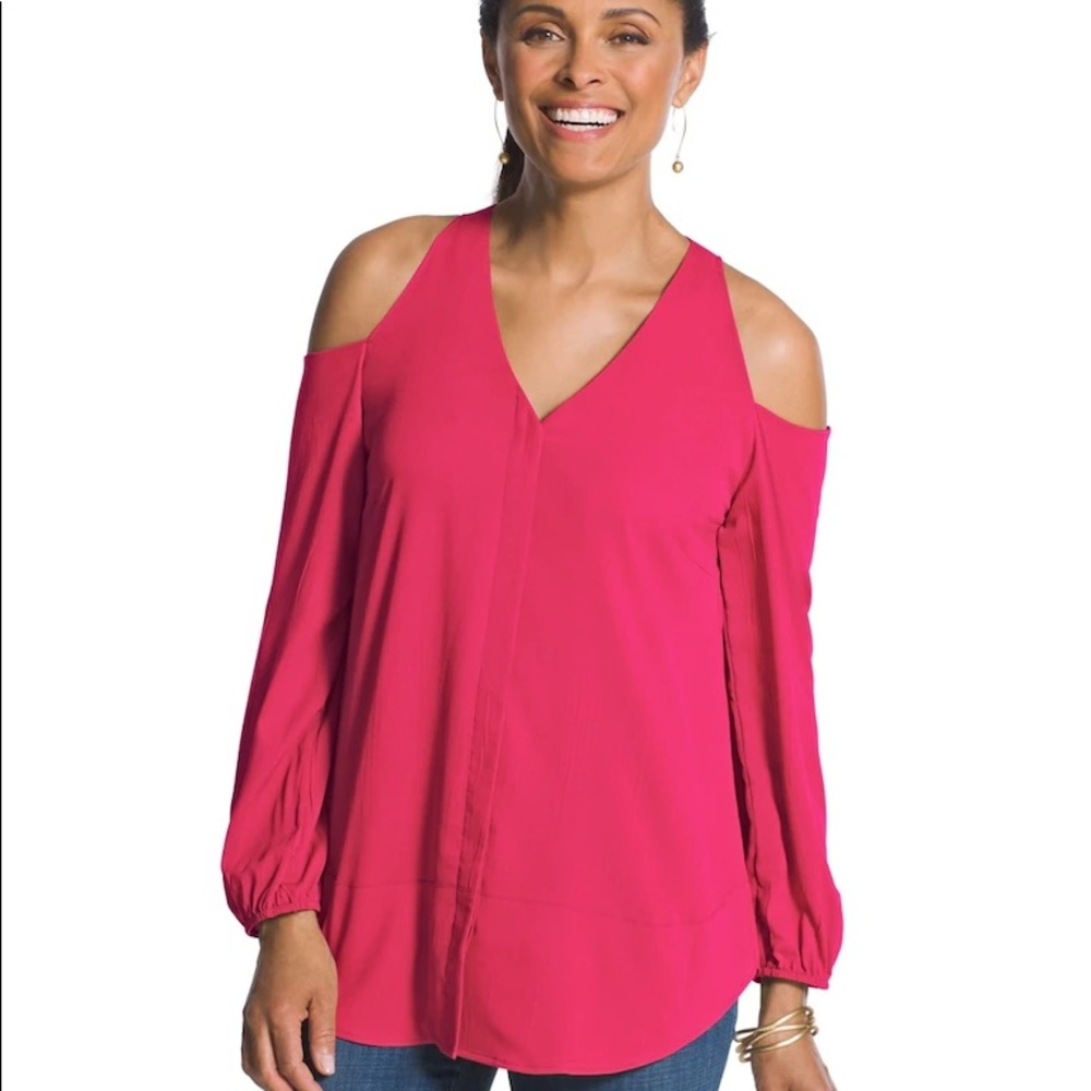 NWT Chico’s Cold Shoulder Raspberry Blouse
